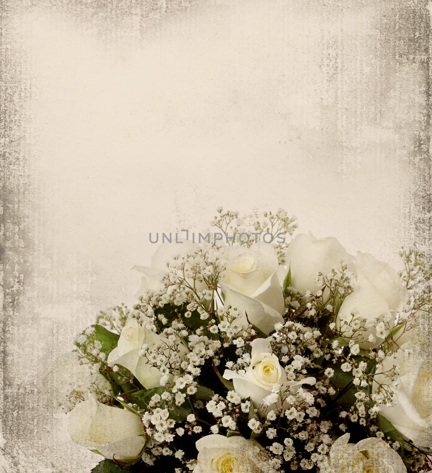 grunge textured card with roses