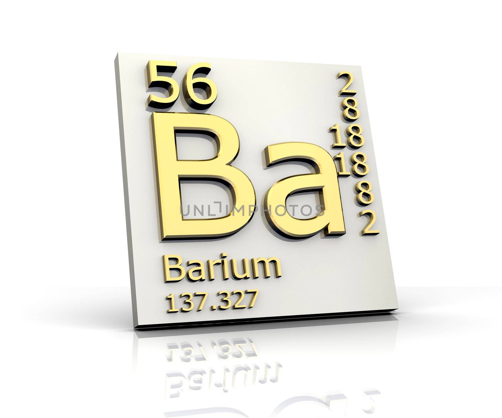 Barium form Periodic Table of Elements - 3d made