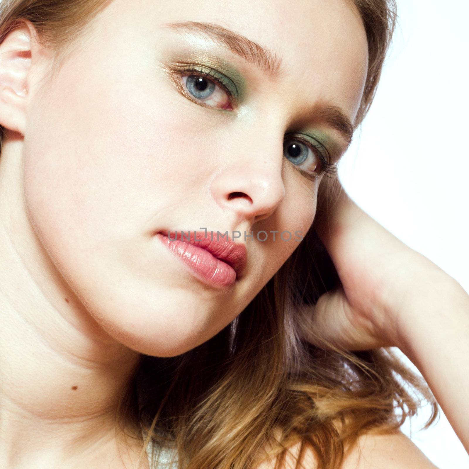 Studio portrait of a beautyful model thinking