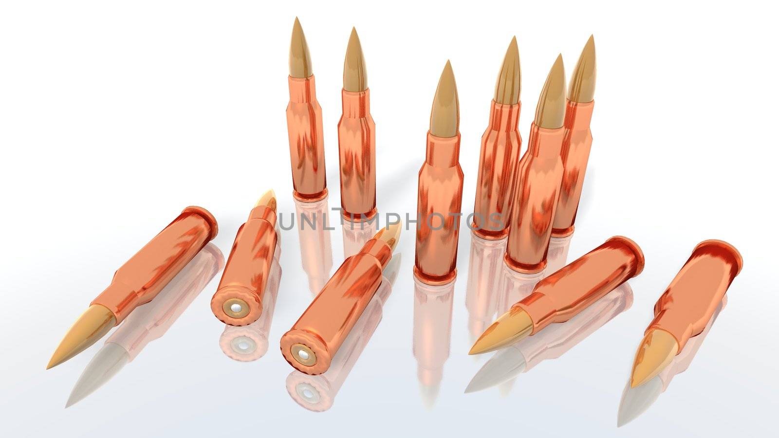 a 3d rendering of some bullets