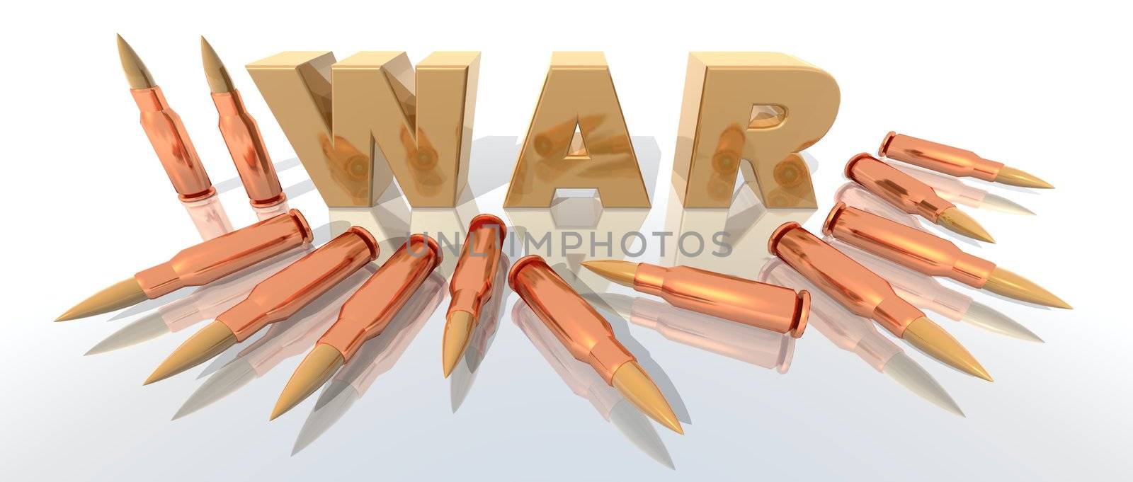 a 3d rendering to illustrate war with some bullets