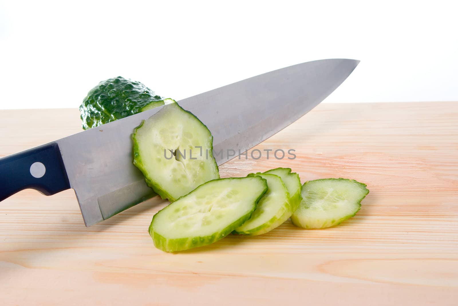 The Cutting by knife of  cucumber