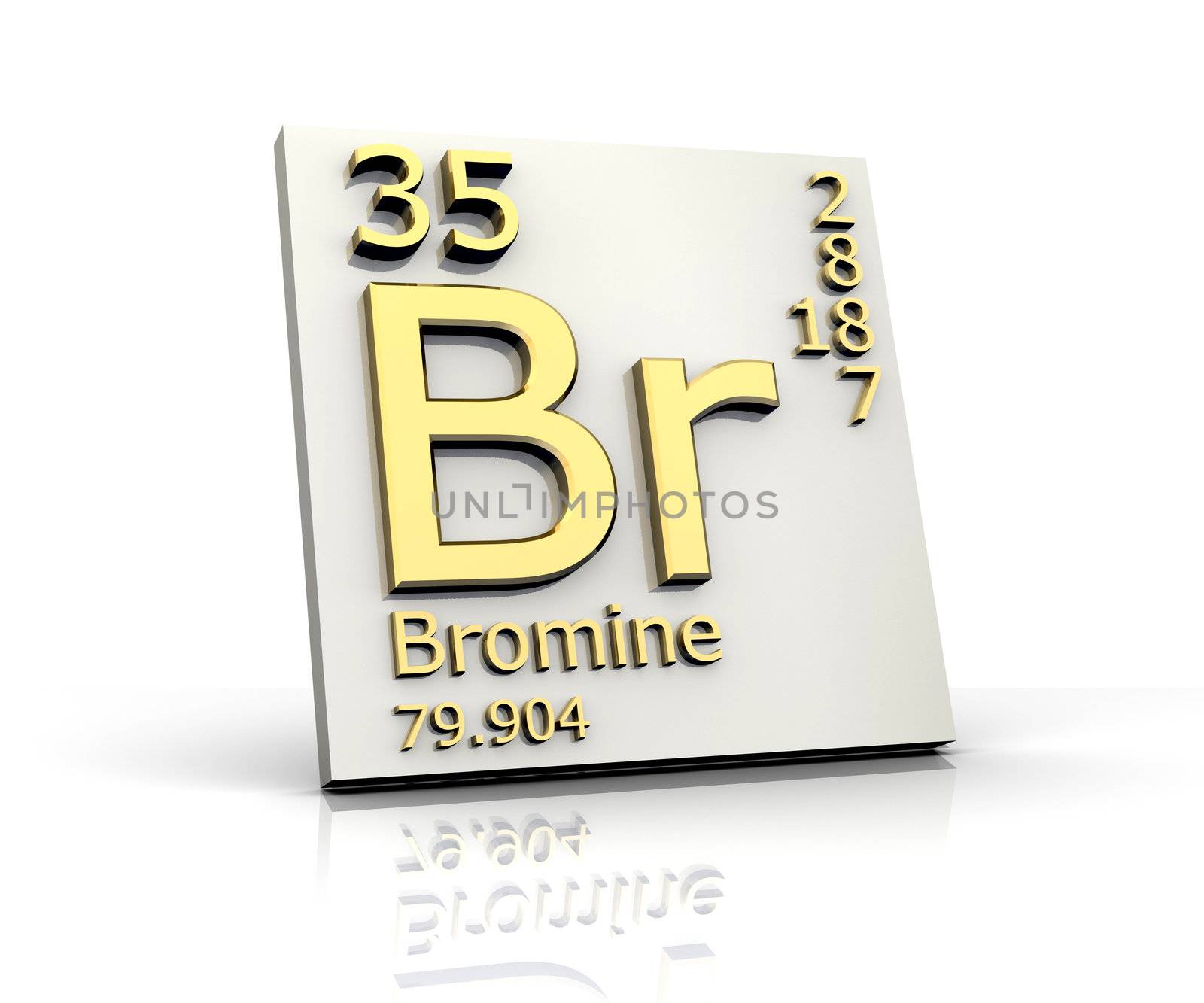 Bromine form Periodic Table of Elements - 3d made