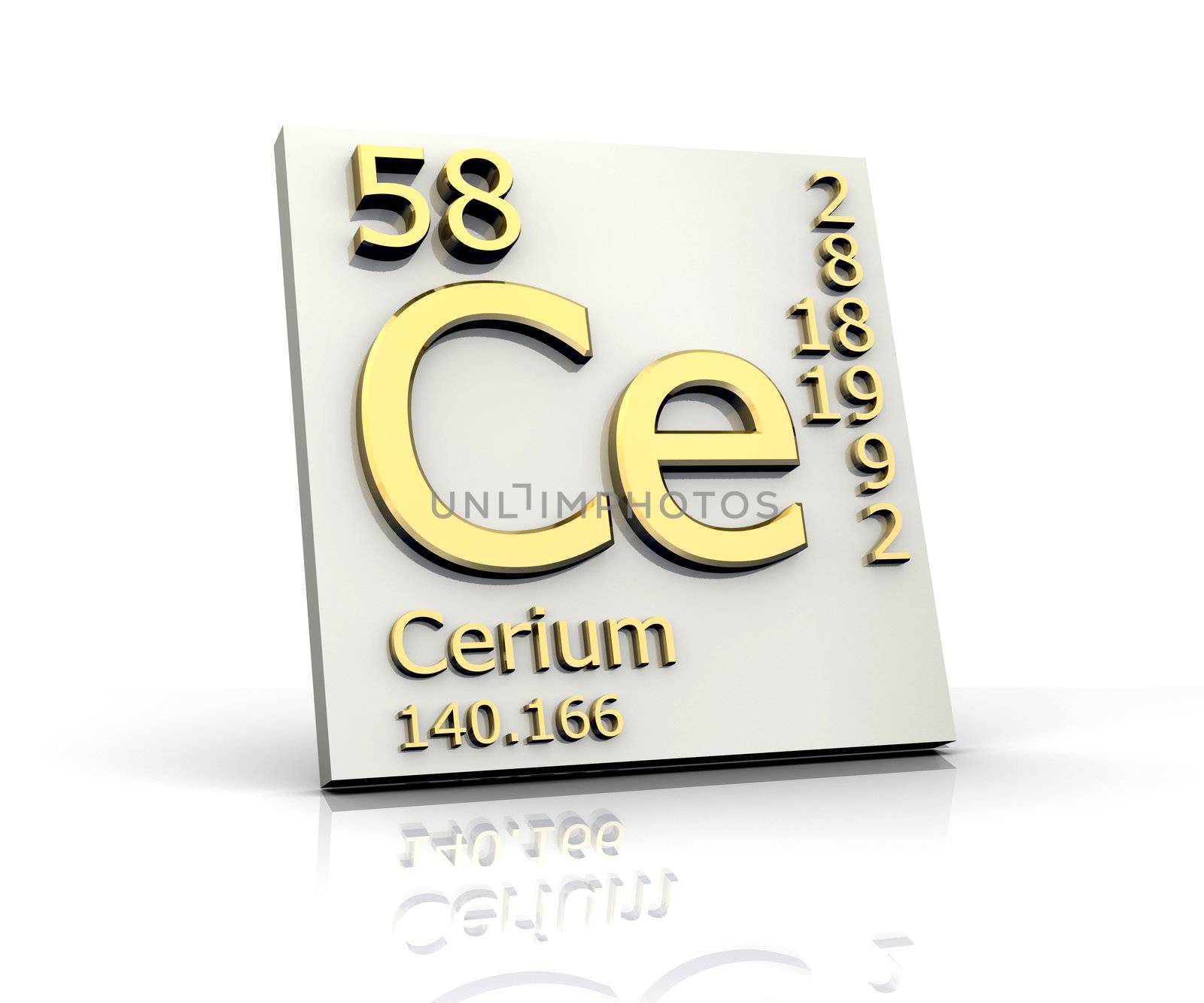 Cerium form Periodic Table of Elements - 3d made