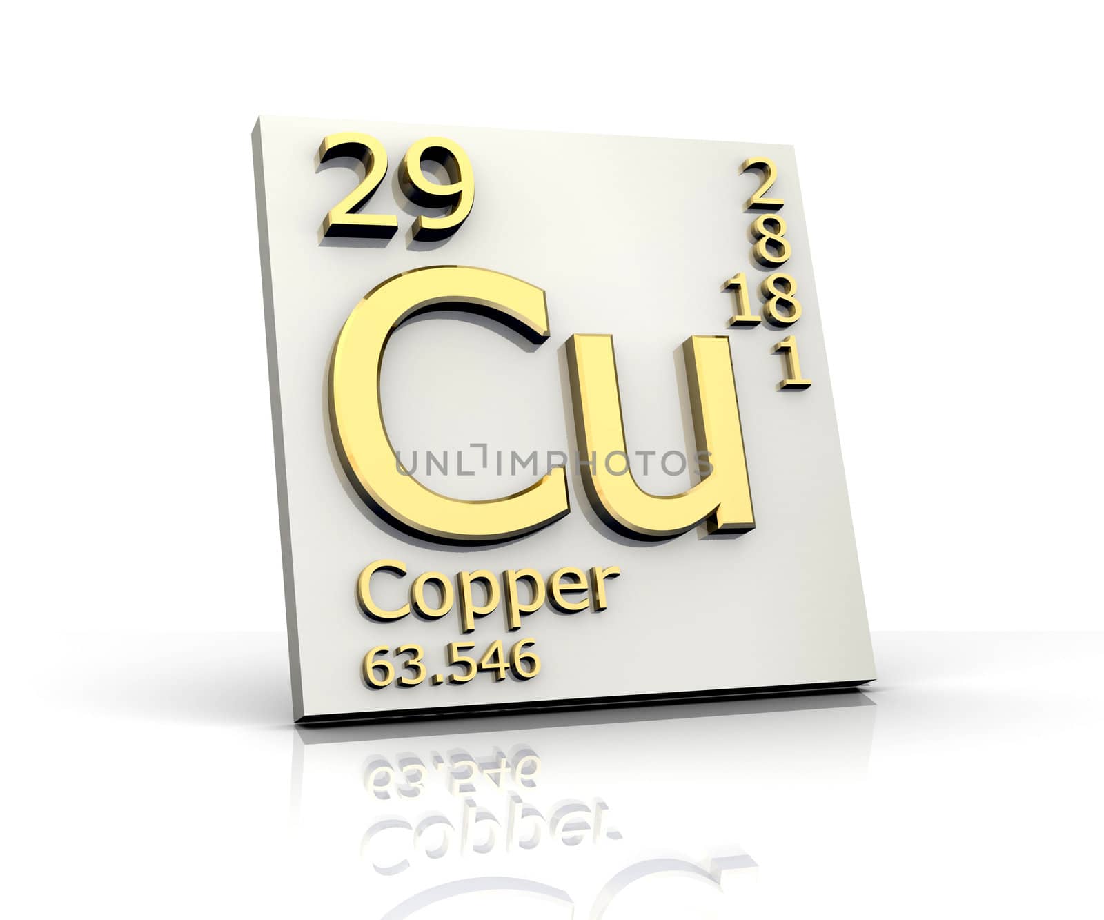 Copper form Periodic Table of Elements - 3d made