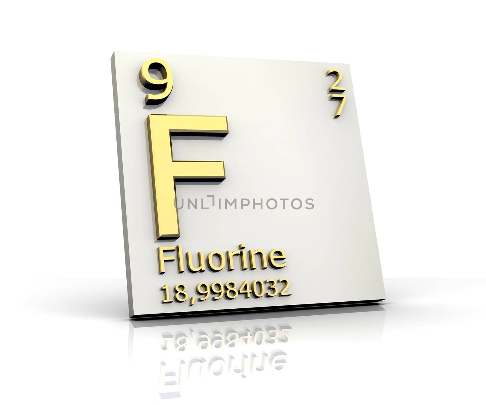 Fluorine form Periodic Table of Elements - 3d made