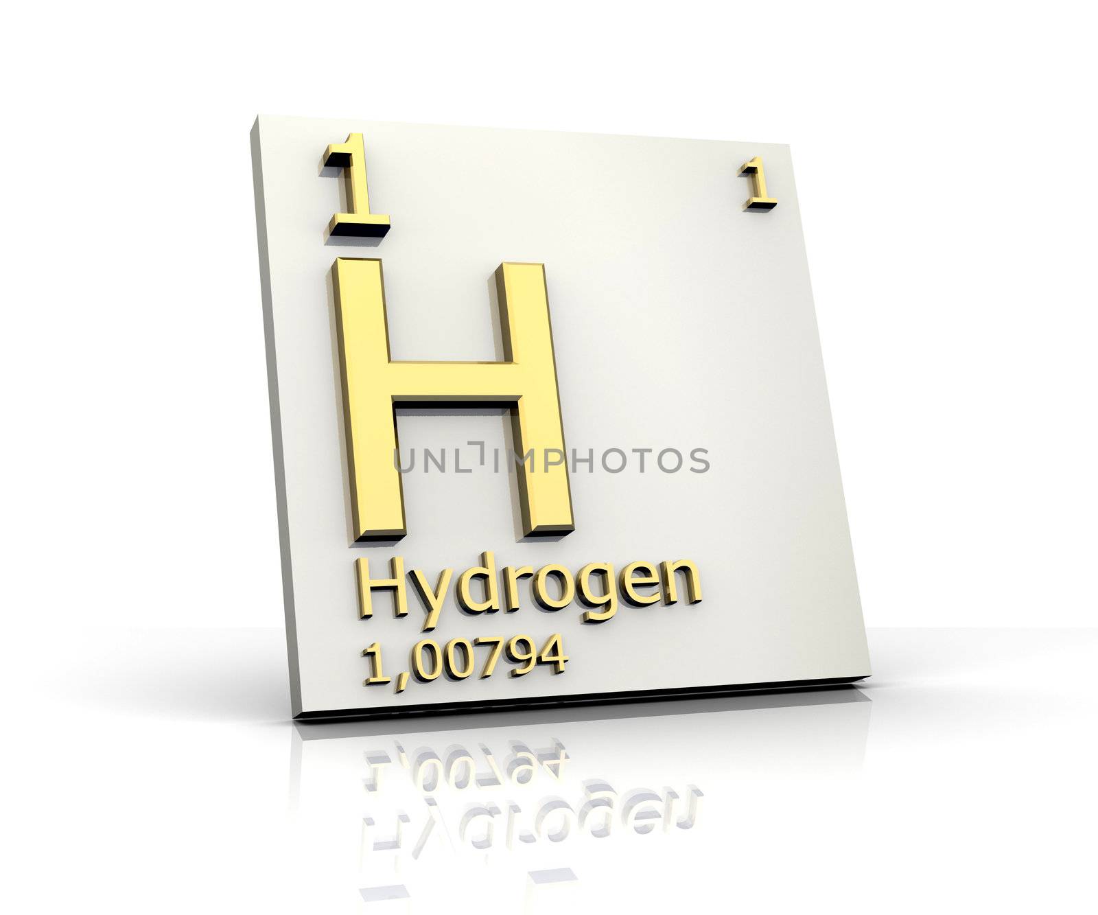 Hydrogen form Periodic Table of Elements - 3d made