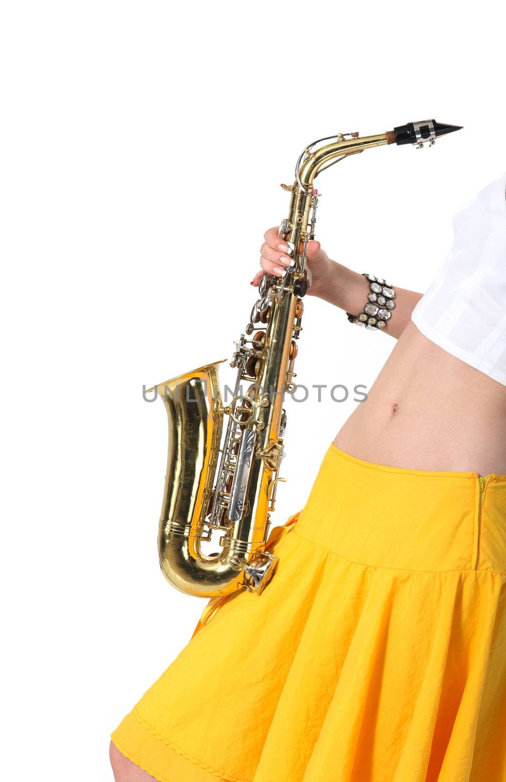 Girl with a sax musical instrument by aptyp_kok