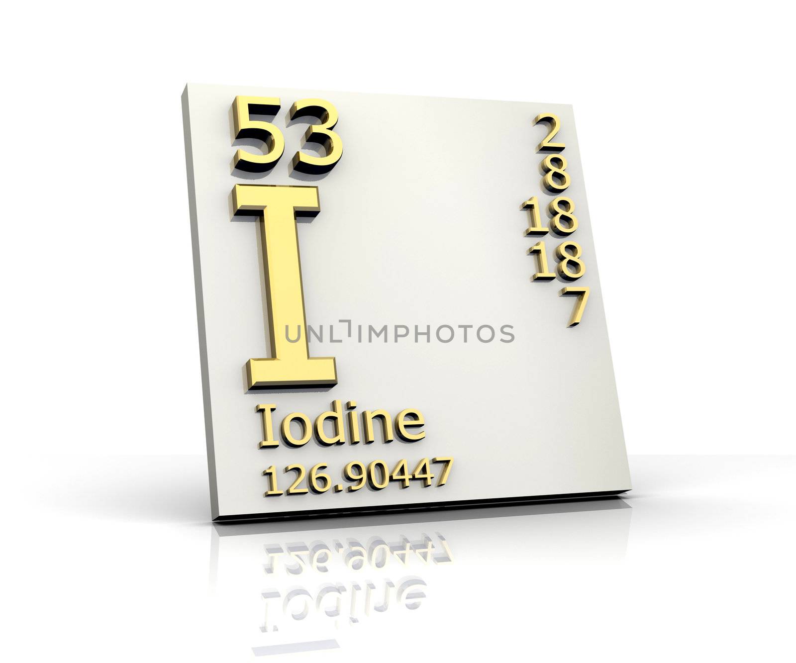 Iodine form Periodic Table of Elements - 3d made