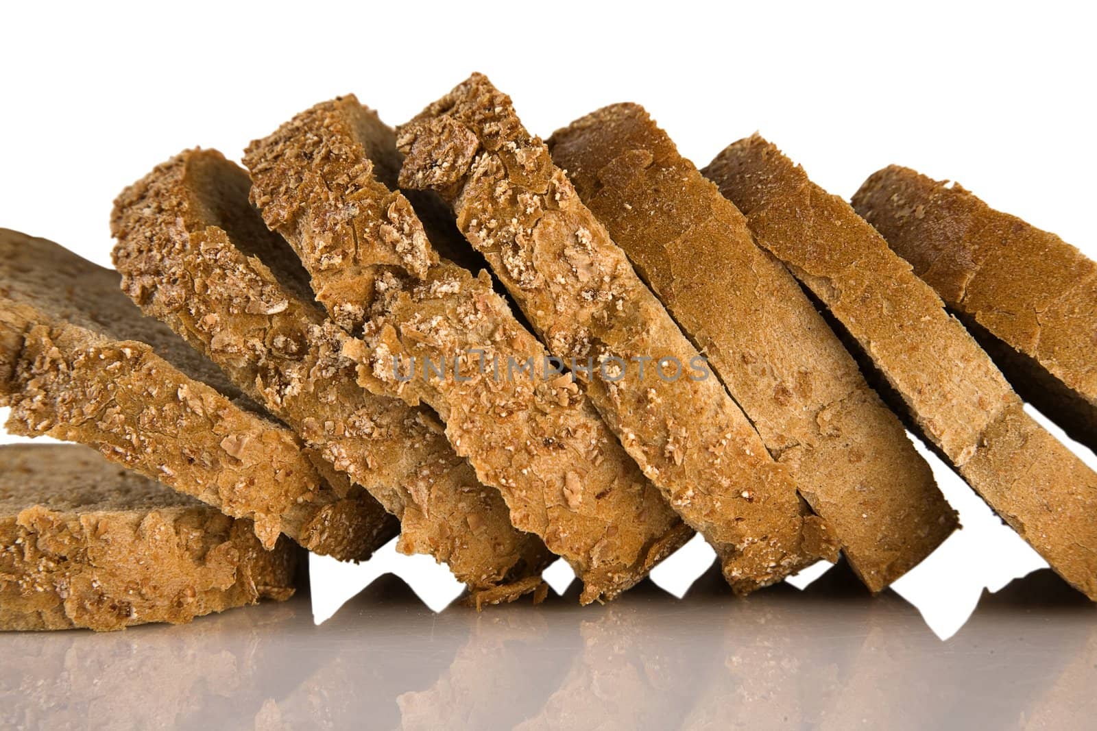 Sliced brown bread Isolated on a white background, healthy food concept