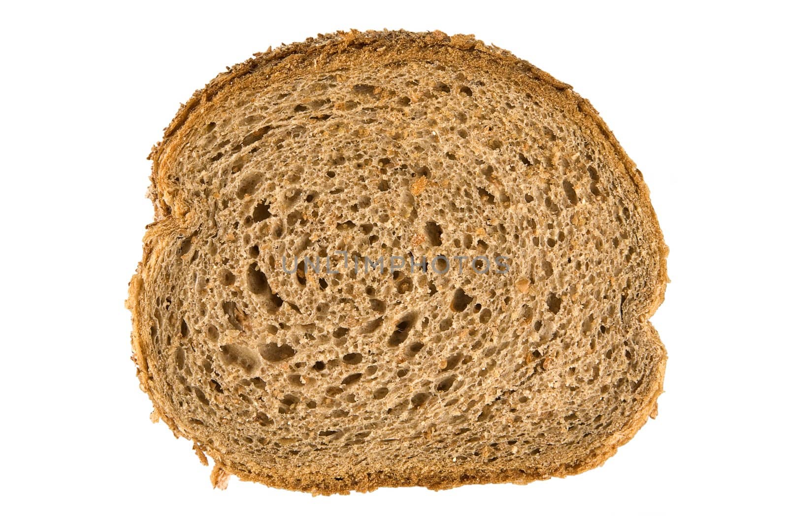 Fresh brown bread slice isolated on white background