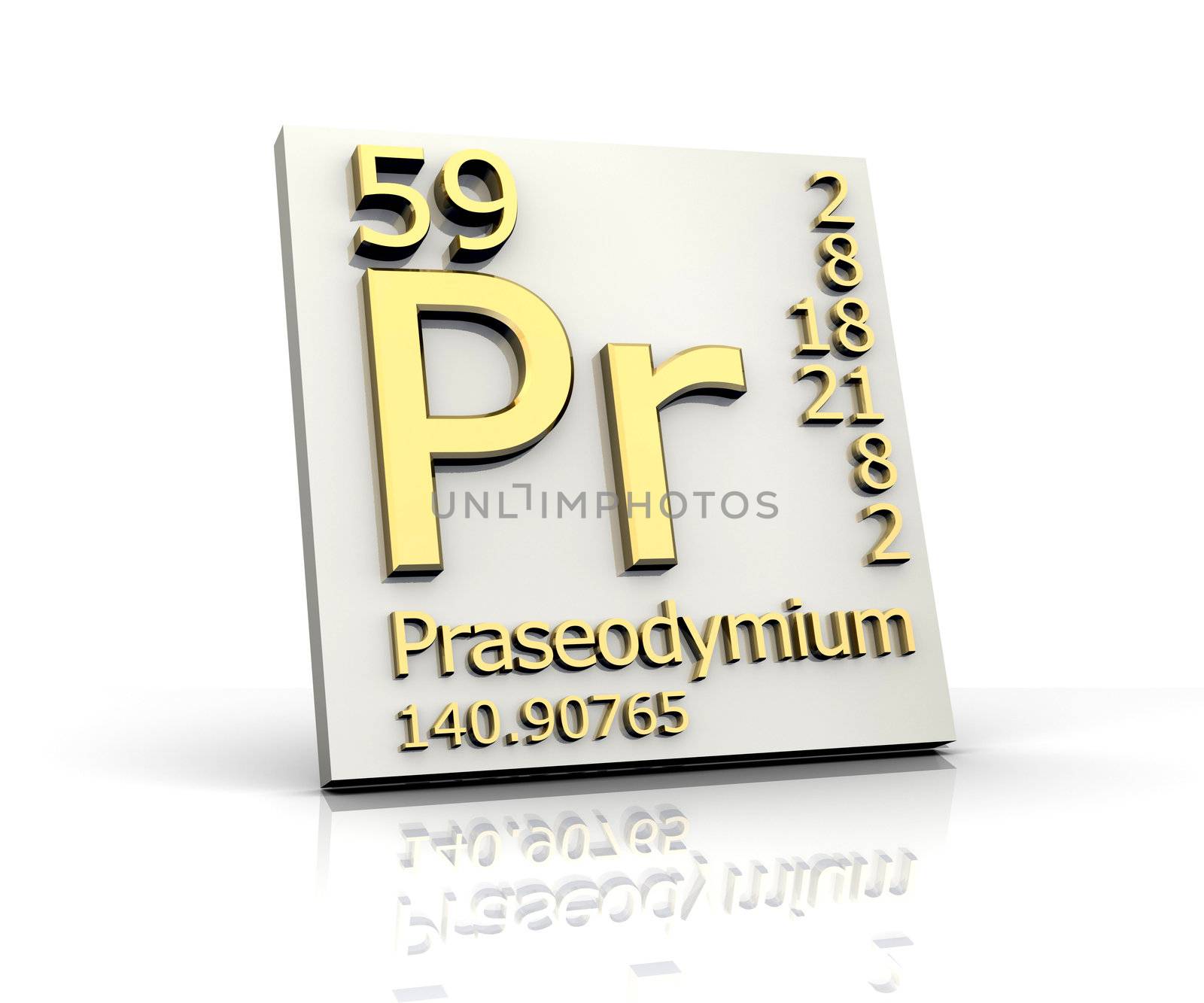 Praseodymium form Periodic Table of Elements - 3d made