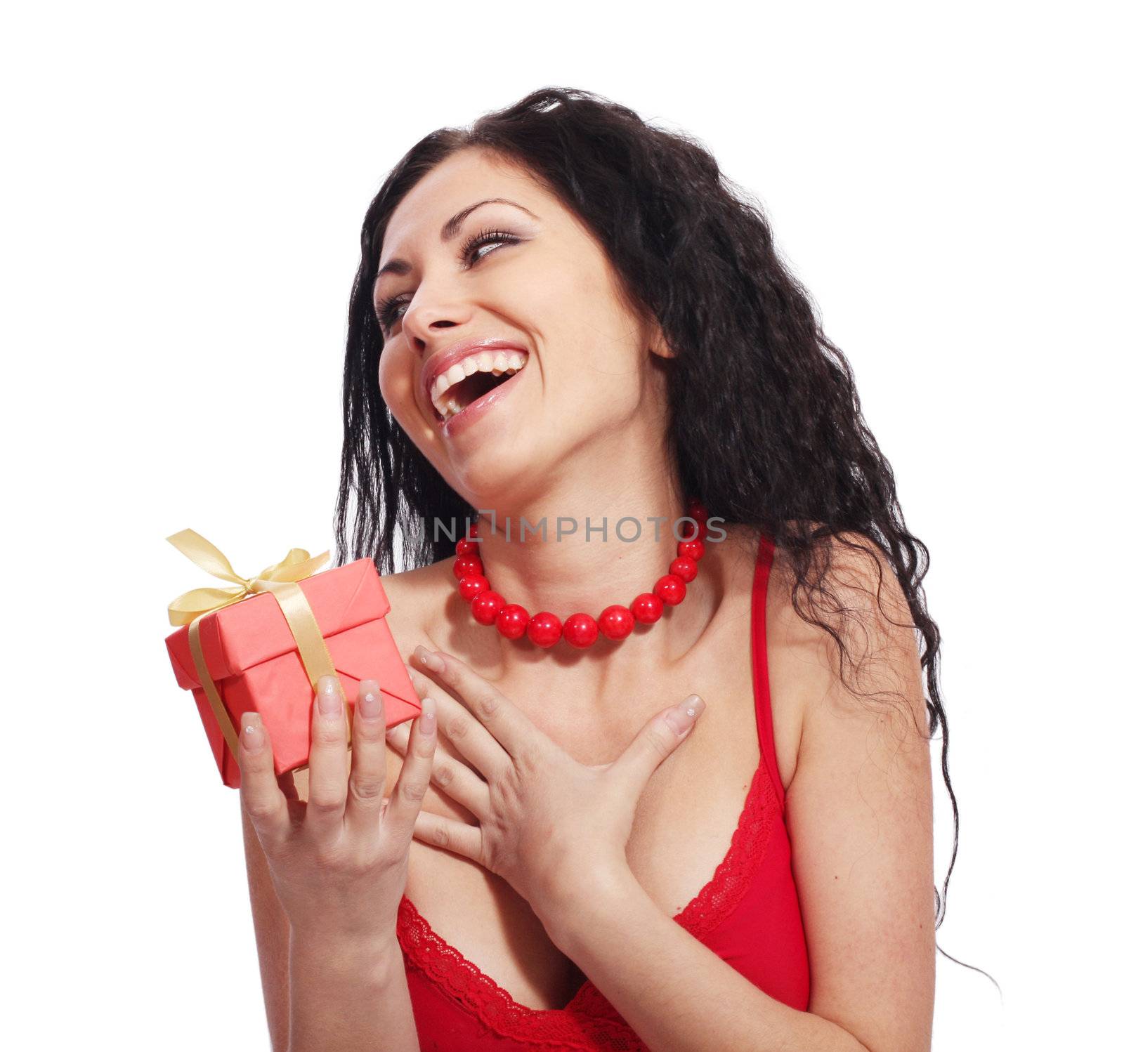 beautiful woman with gift box