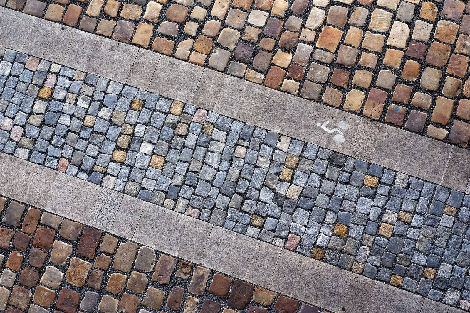 Bicycle path from a stone blocks