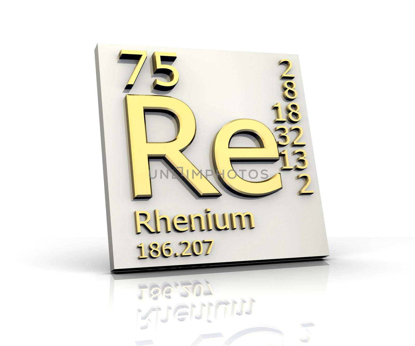Rhenium form Periodic Table of Elements - 3d made