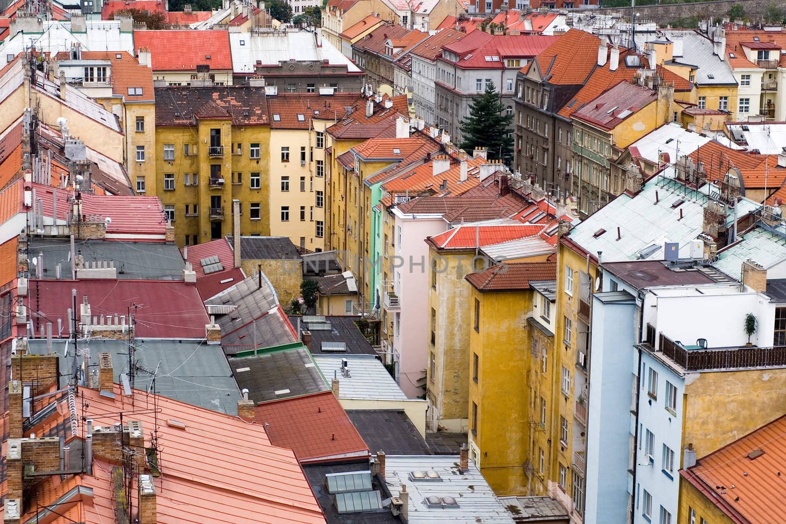 Bird-view on typical prague streets