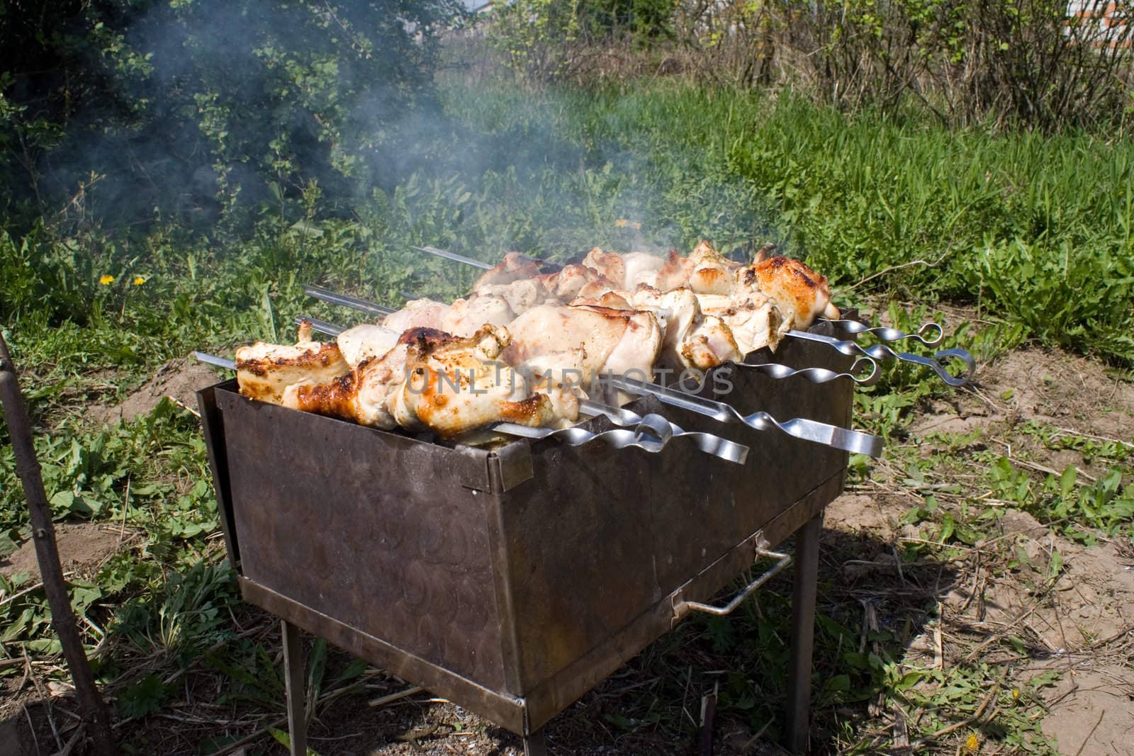 Chicken Shashlik on a brazier