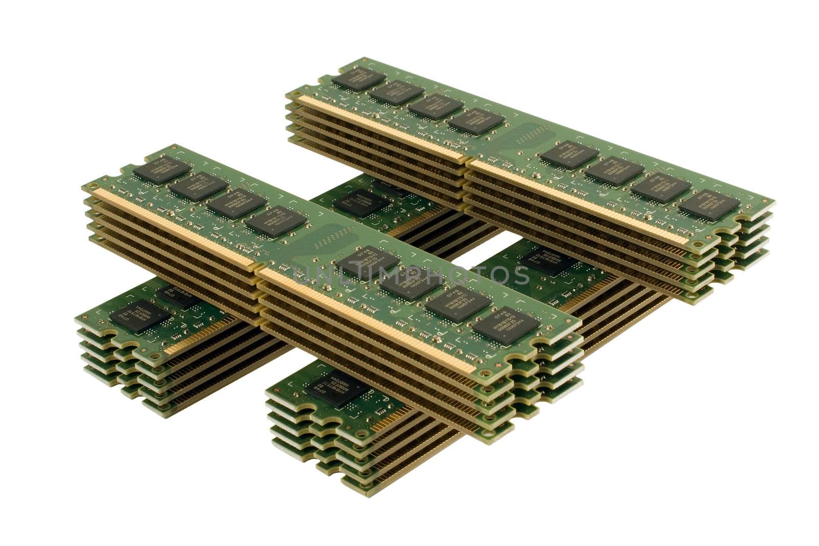 4 column of computer memory modules, isolated