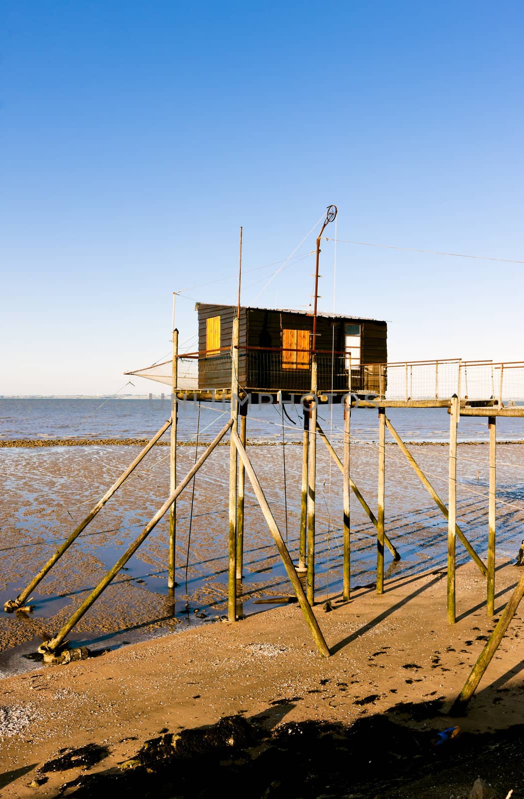 pier with a fishing house, Gironde Department, Aquitaine, France by phbcz