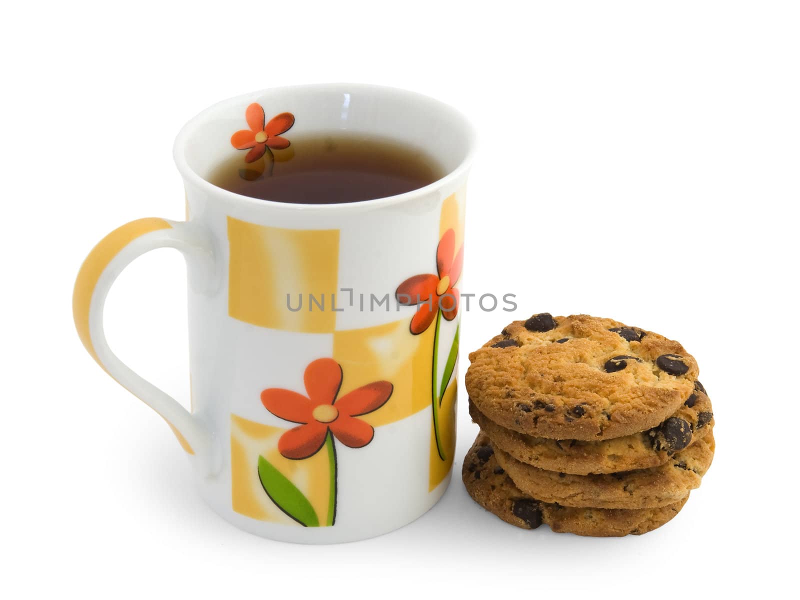 Cup of tea and chokolat cookies