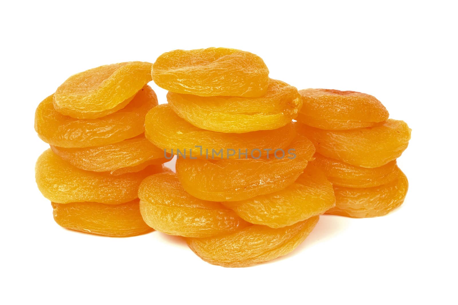Three columns of dried apricot