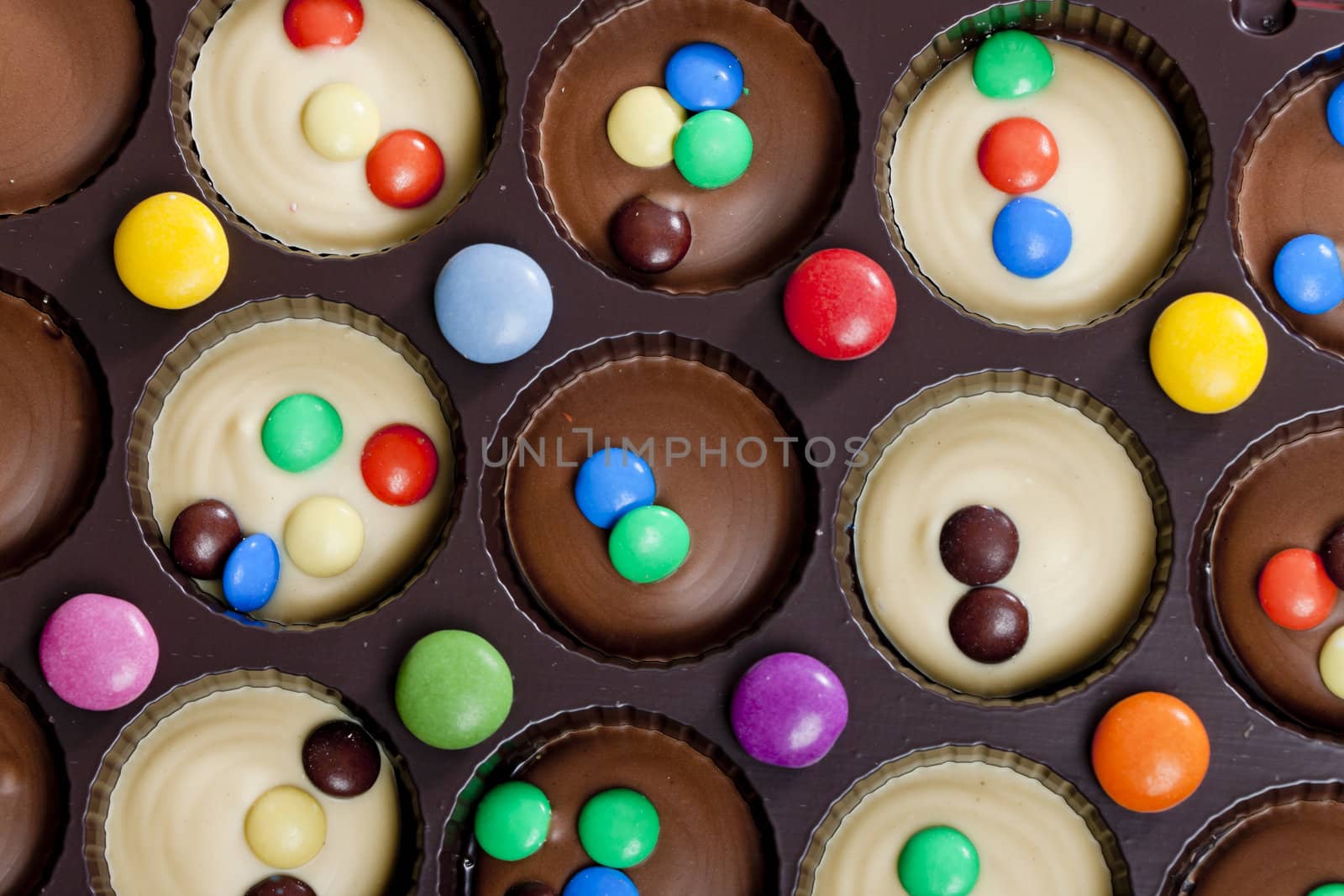 still life of chocolate with smarties