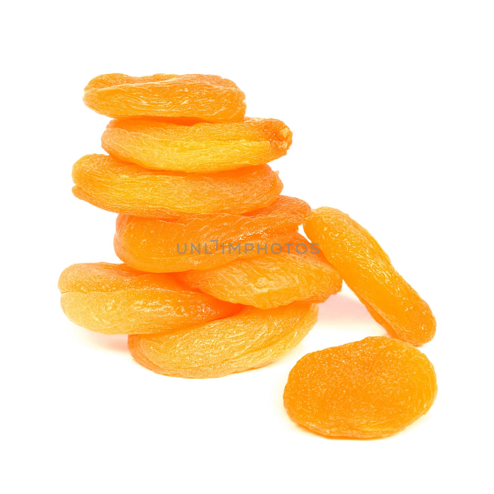 Dried apricots isolated on white