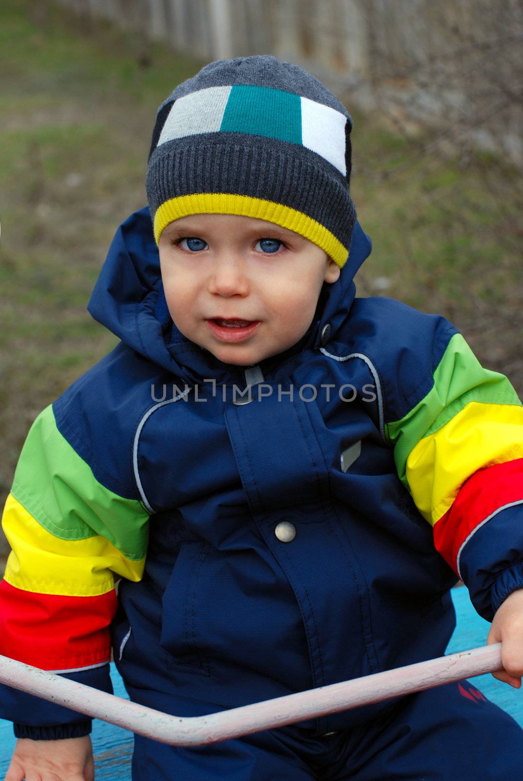 Portrait of little boy on  playground