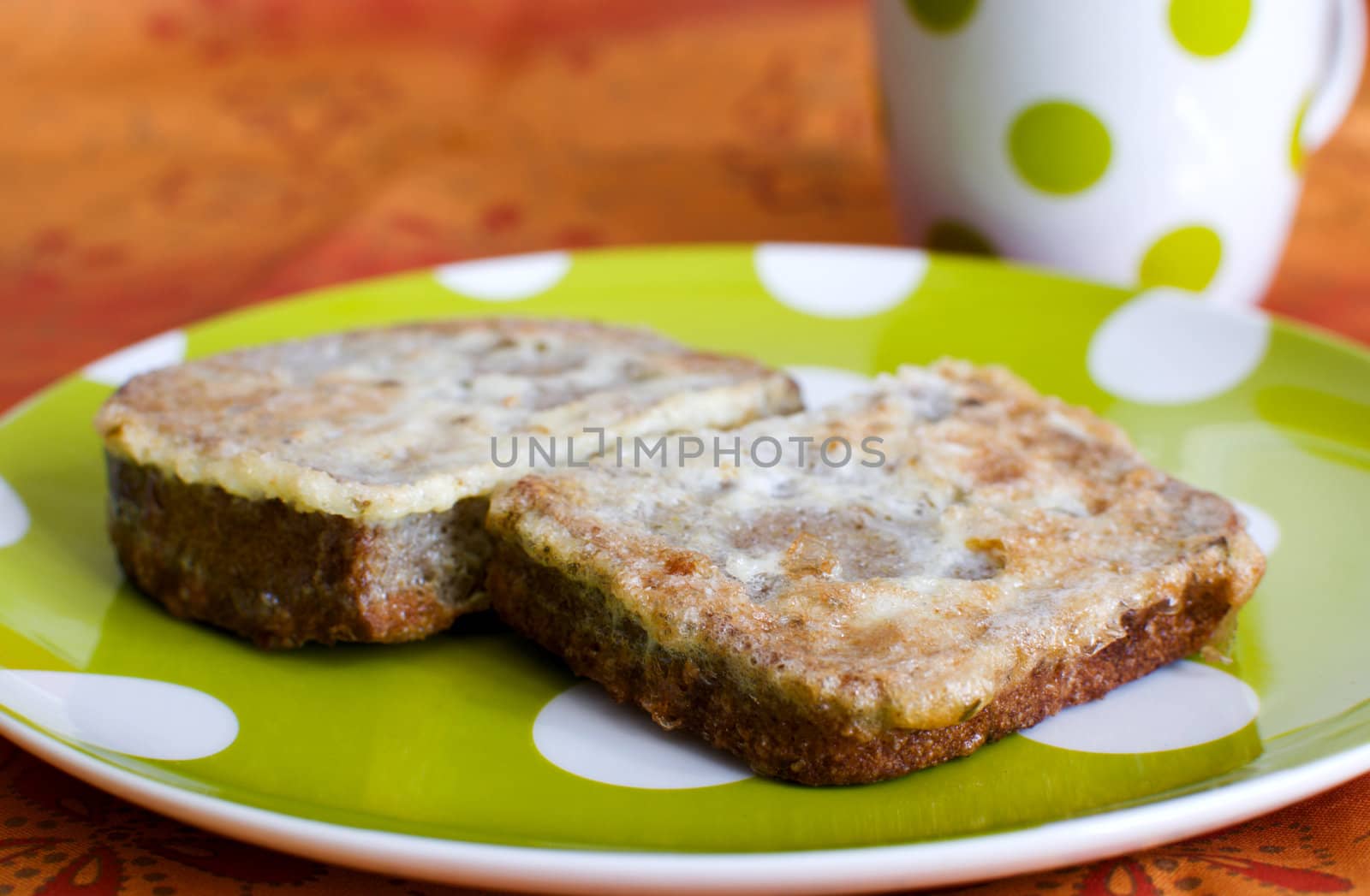 Two pieces of toasted bread