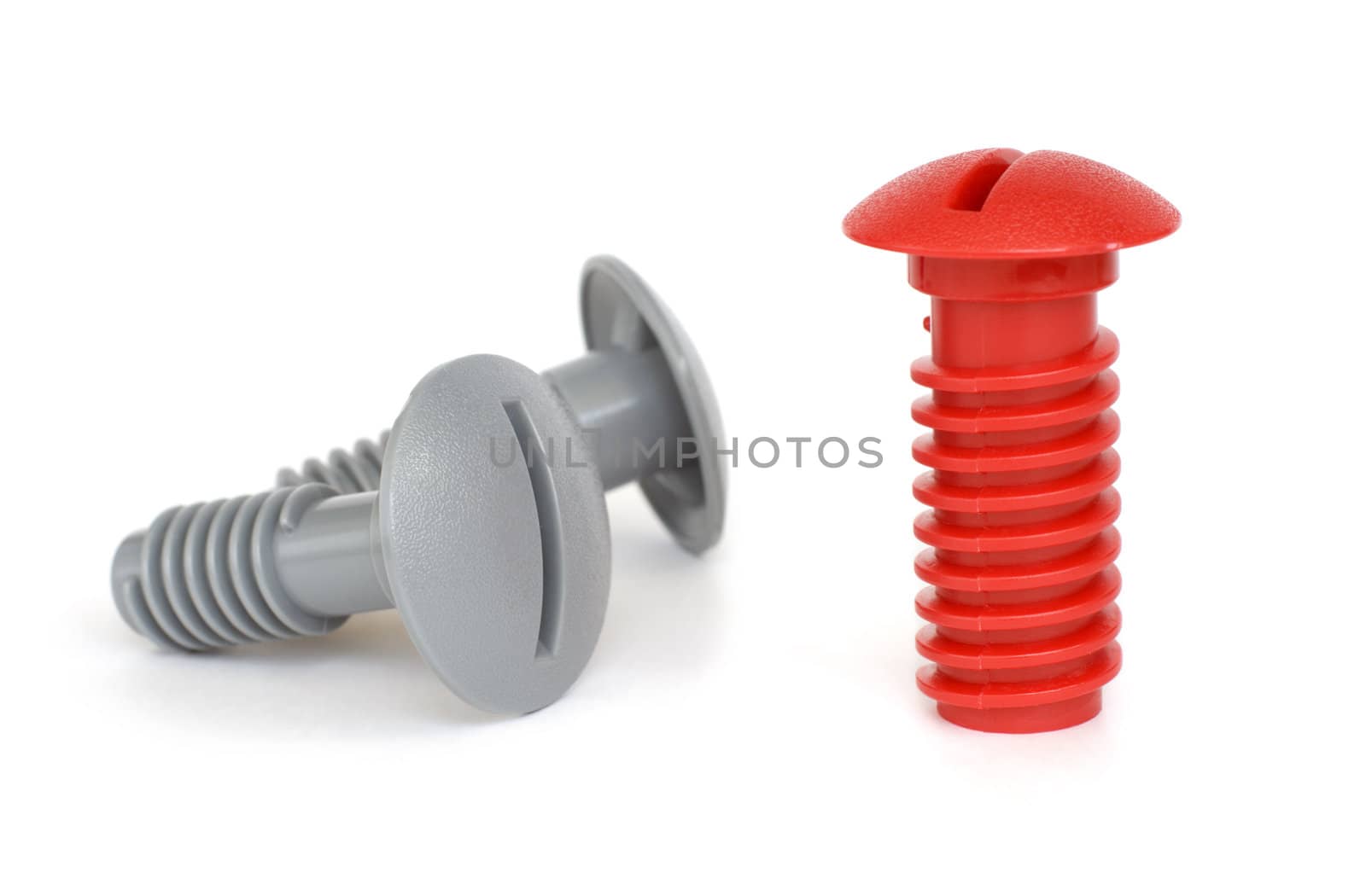 Red and grey bolts, isolated