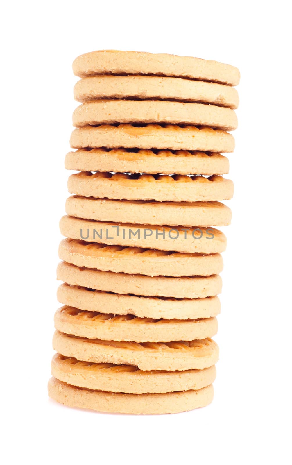 stack of butter cookies isolated on white background