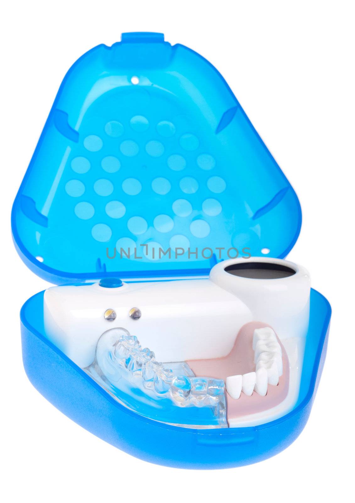 portable dental model case for checking intra proximal problems (isolated on white background)