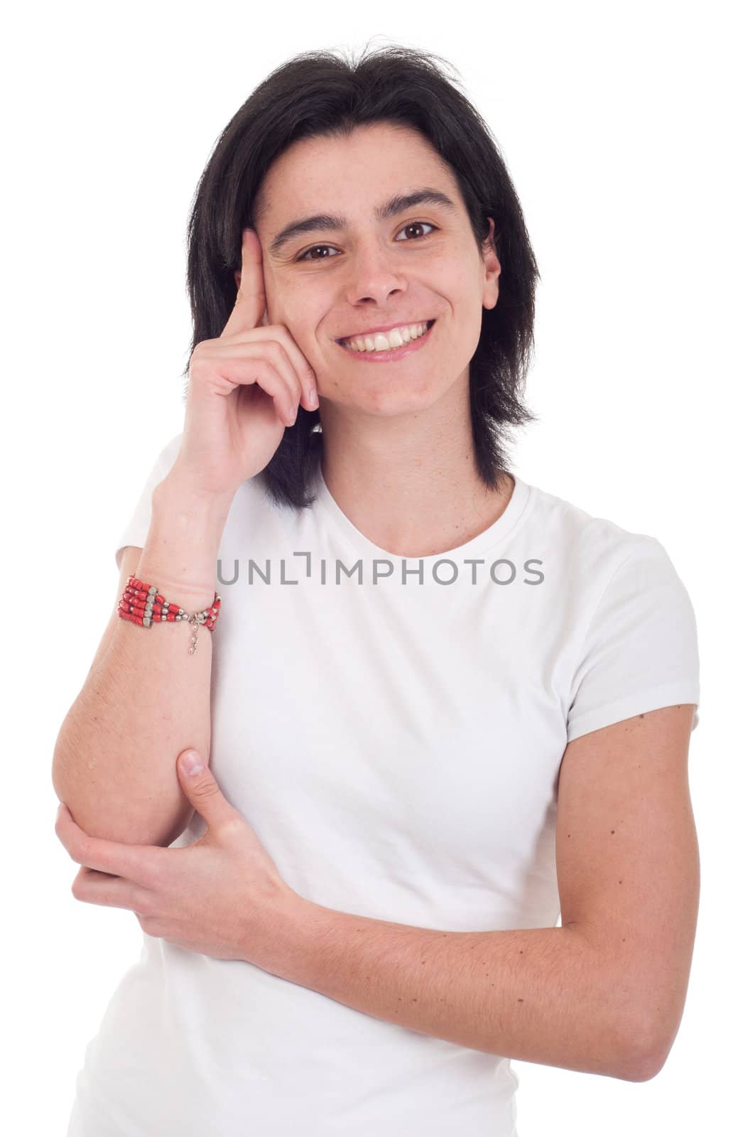 smiling casual woman portrait isolated on white background 