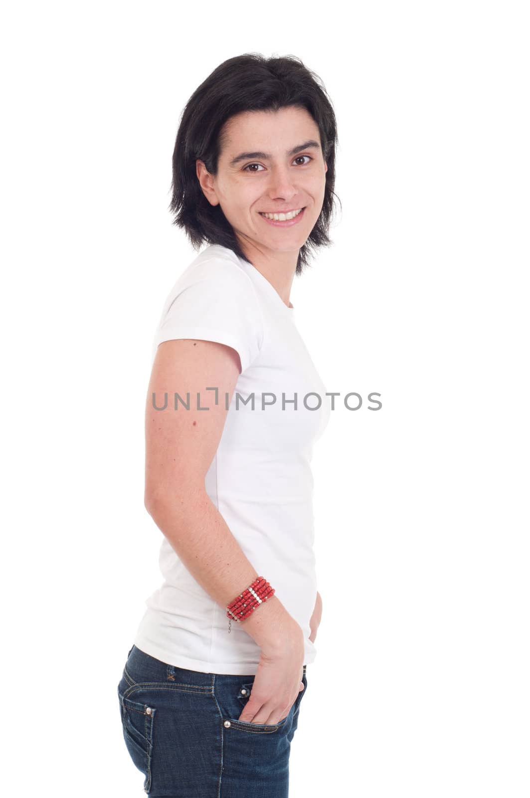 beautiful casual woman portrait isolated on white background 