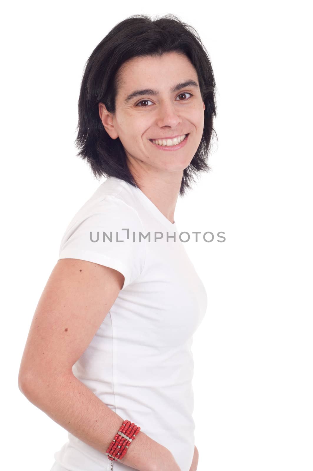 beautiful casual woman portrait posing isolated on white background 