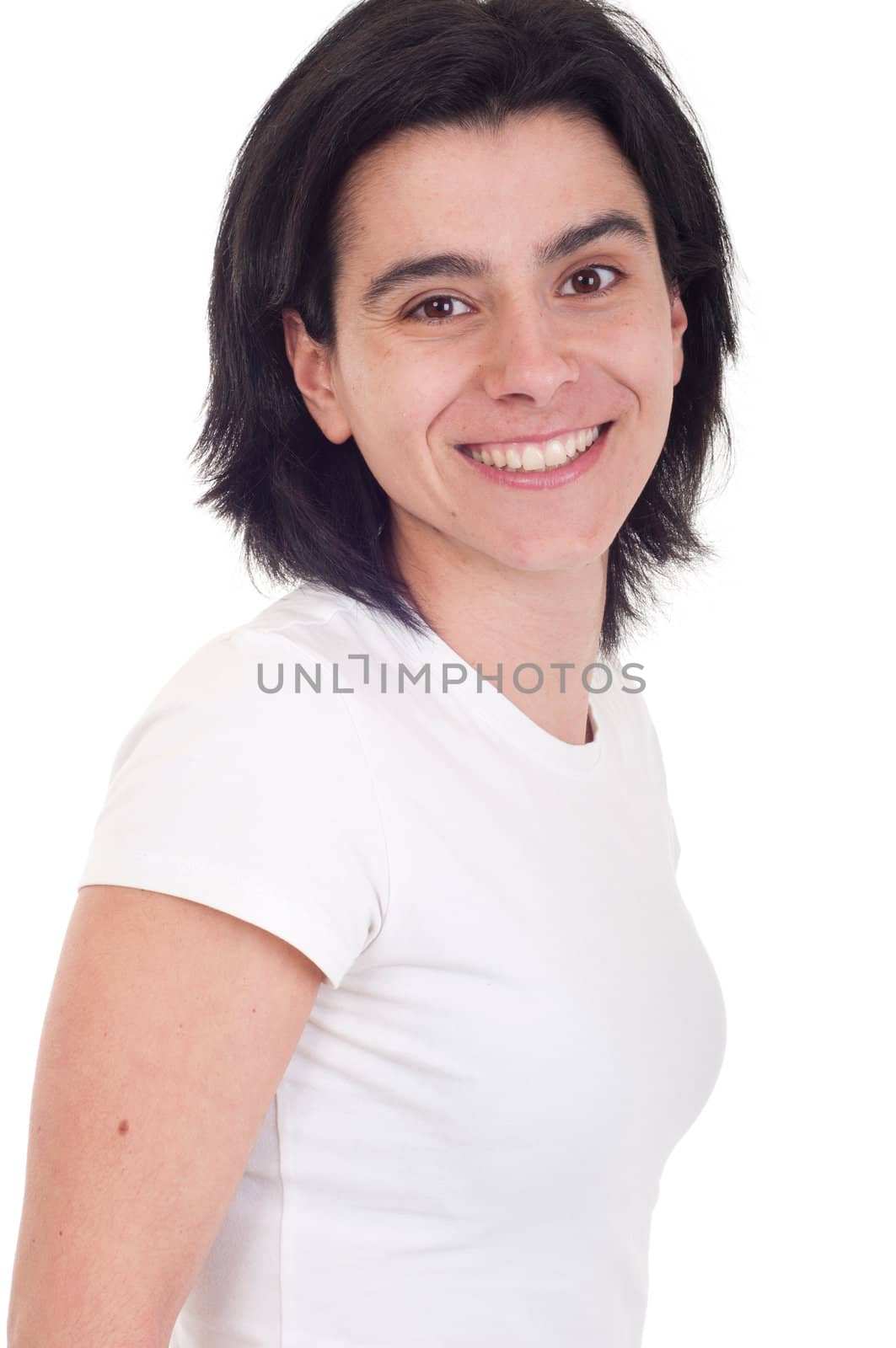 beautiful casual woman portrait isolated on white background 