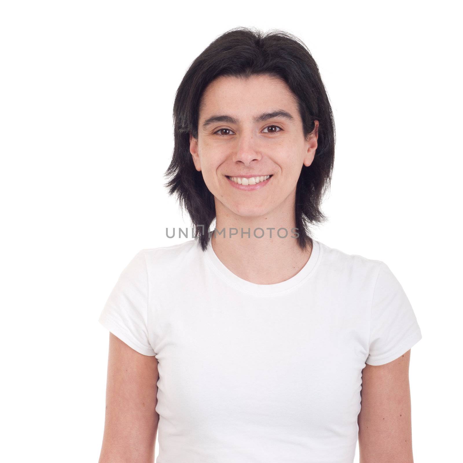 smiling casual woman portrait isolated on white background 