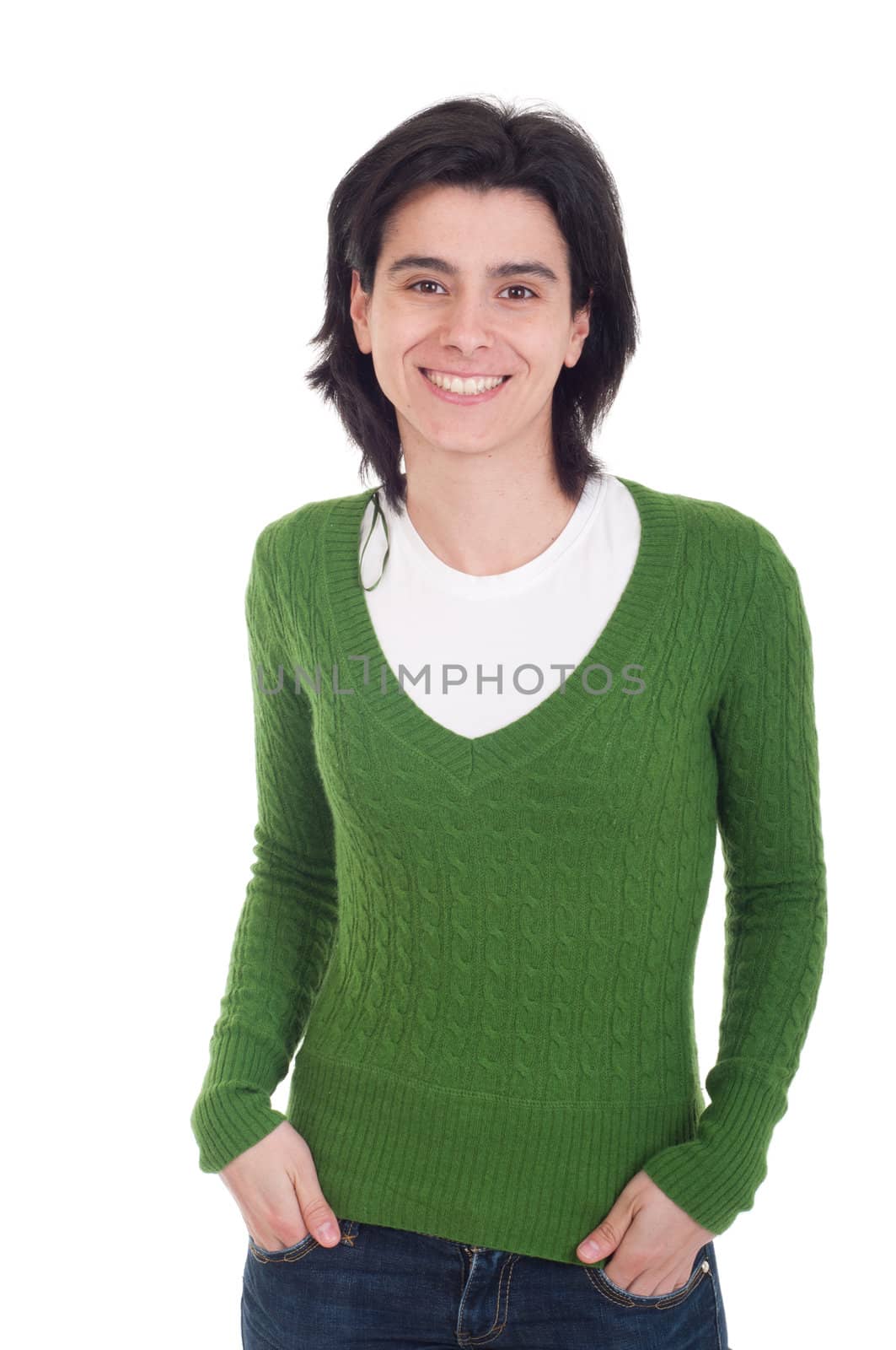 smiling casual woman portrait isolated on white background 