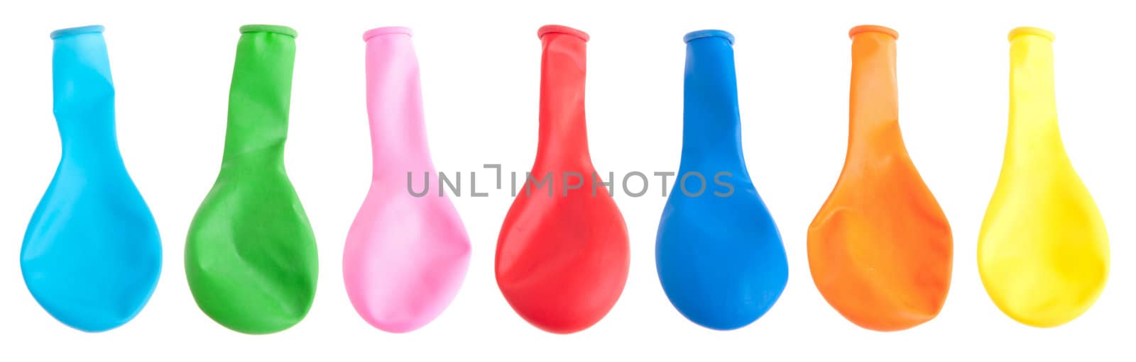 collection of inflatable flat balloons isolated on white background