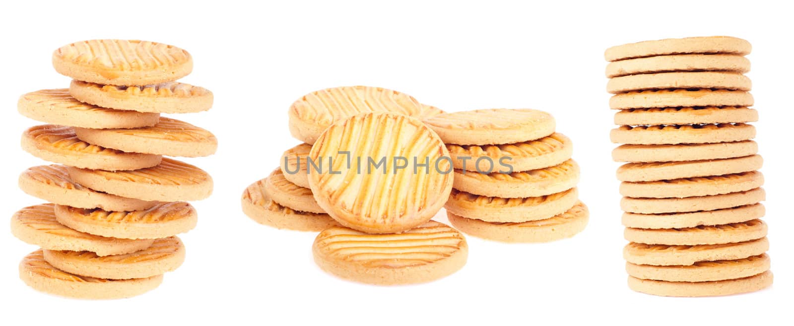 collection of butter cookies isolated on white background