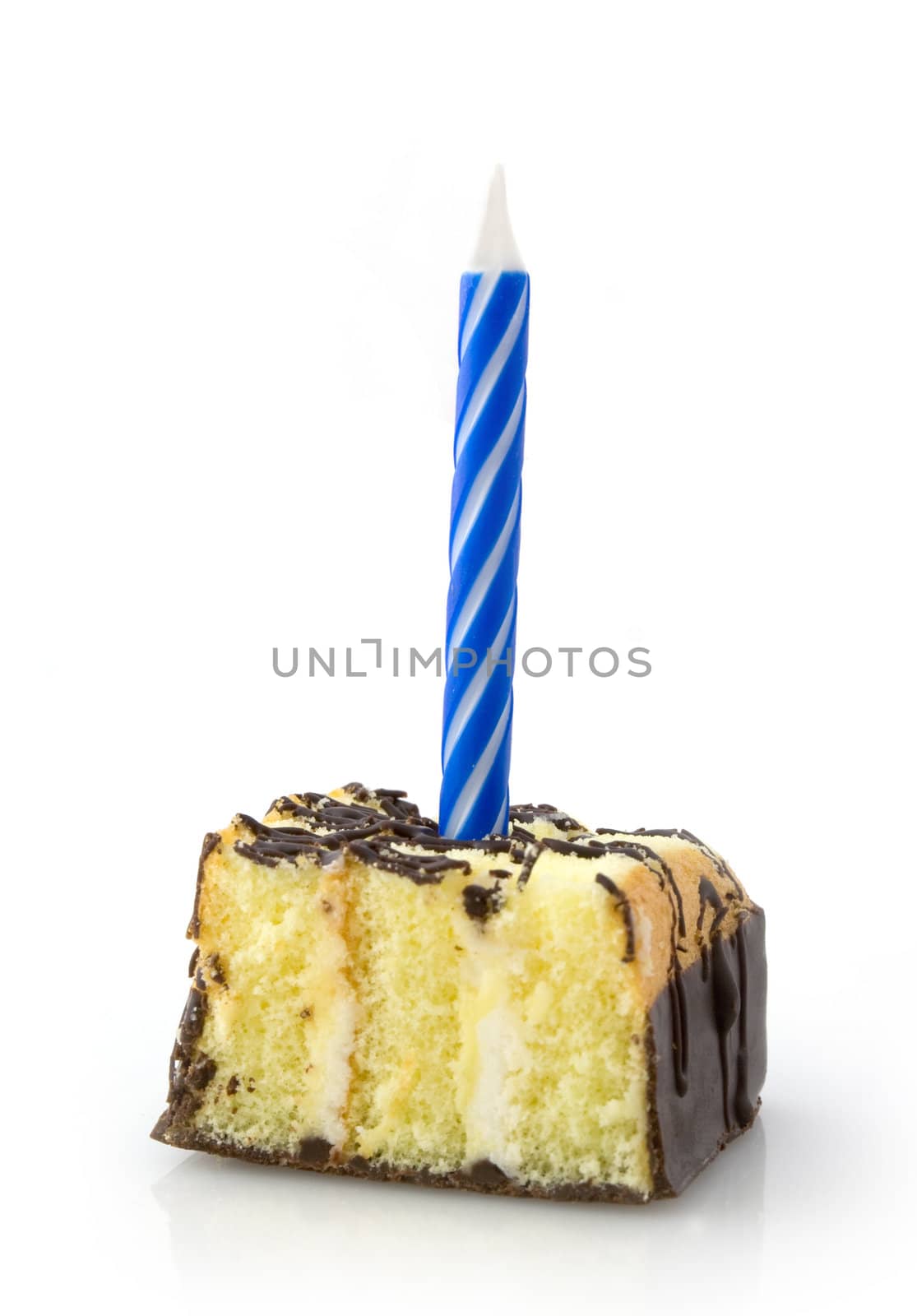 Small cake with blue candle