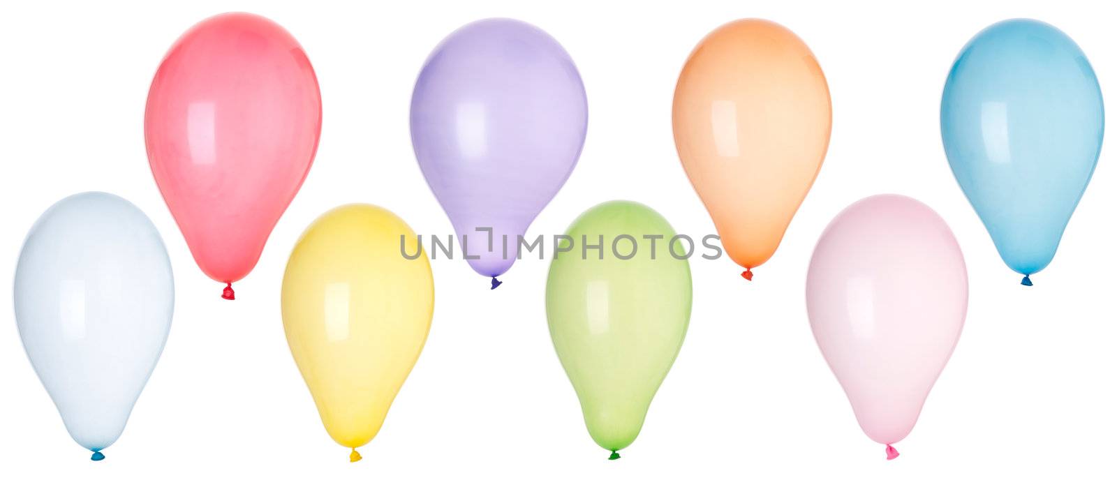 collection of colored inflatable balloons (isolated on white background)