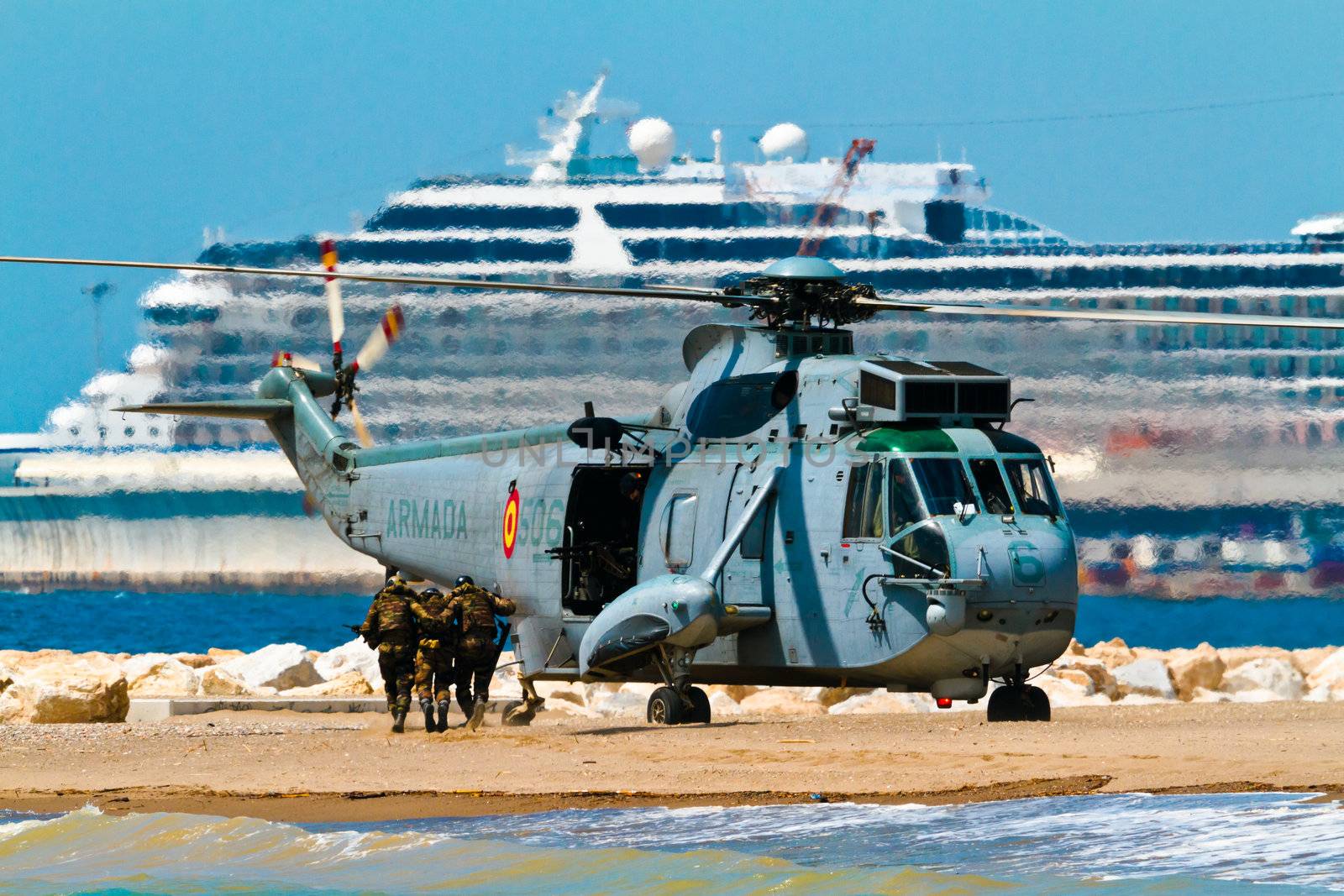MALAGA, SPAIN-MAY 28: Helicopter Westland SH-3D/W Seaking of the Spanish Navy taking part in an exhibition on the day of the spanish army forces on May 28, 2011, in Malaga, Spain