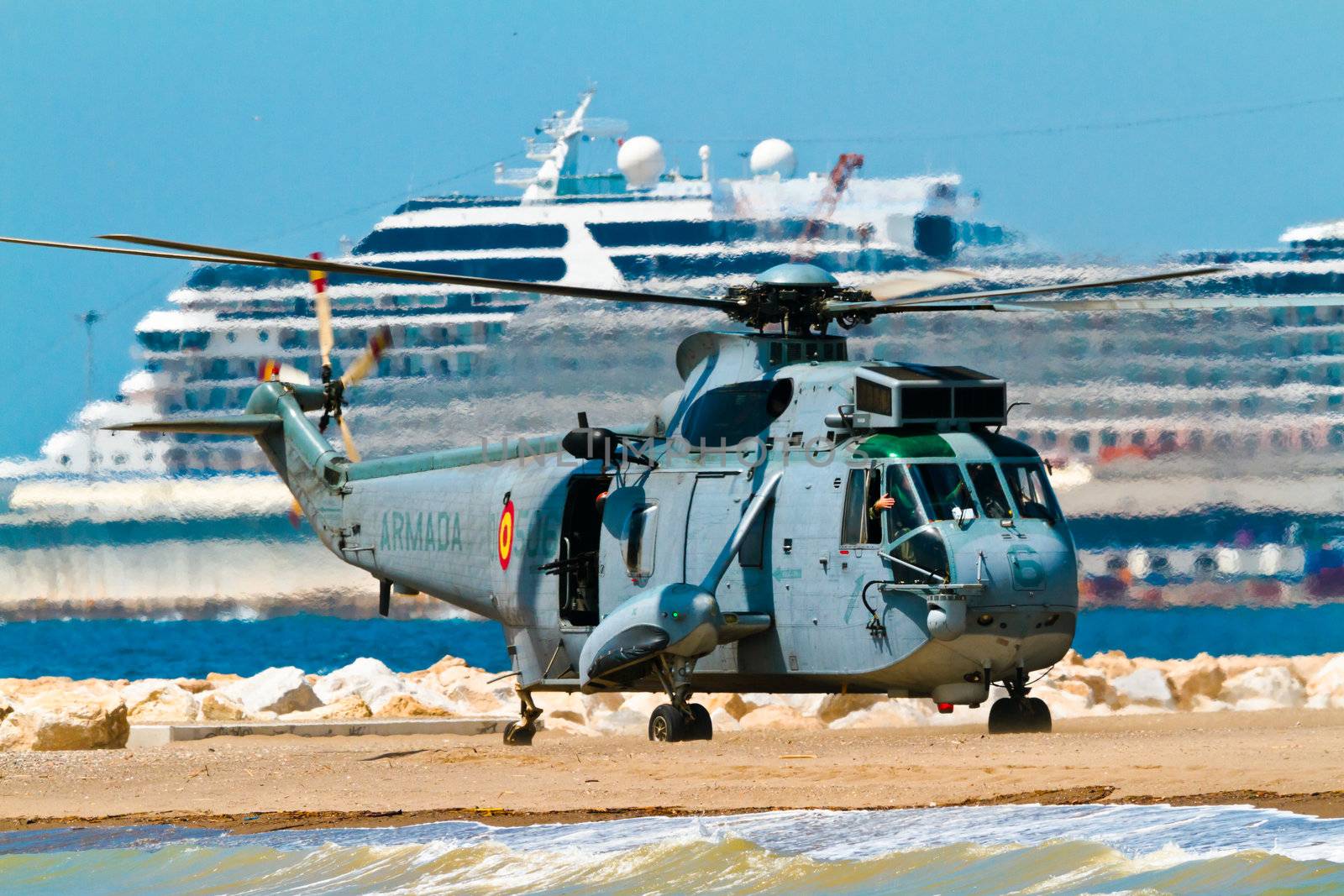 MALAGA, SPAIN-MAY 28: Helicopter Westland SH-3D/W Seaking of the Spanish Navy taking part in an exhibition on the day of the spanish army forces on May 28, 2011, in Malaga, Spain
