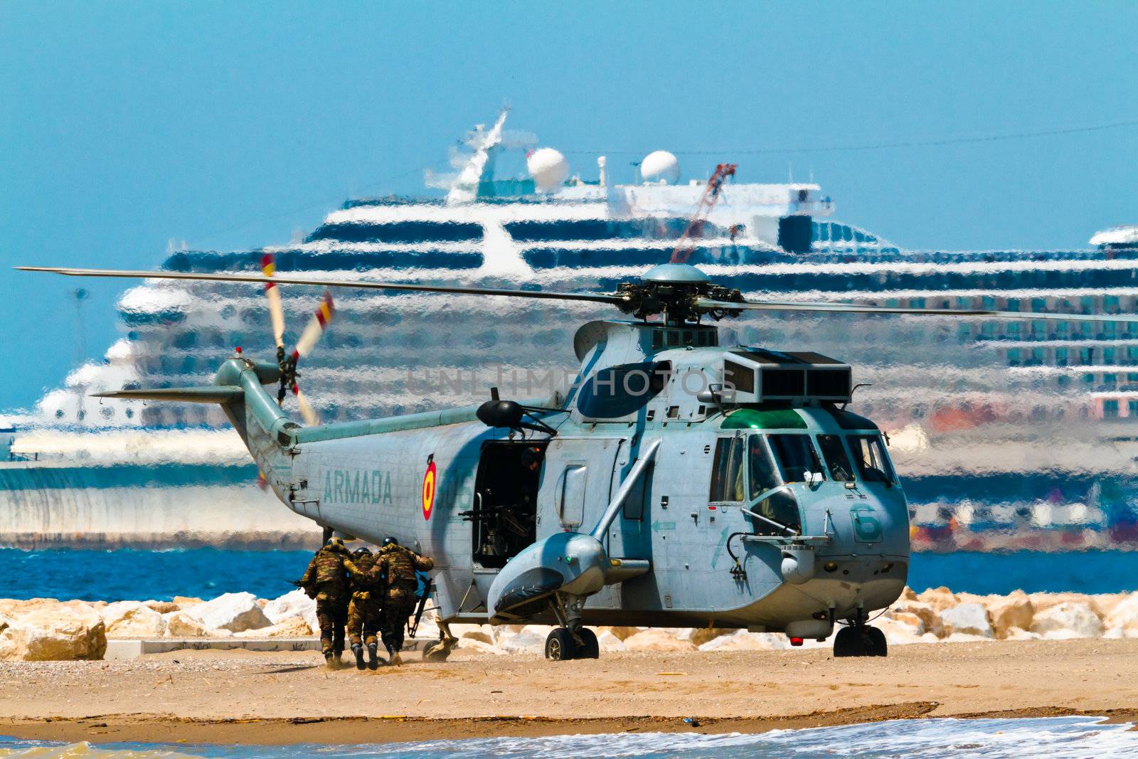 MALAGA, SPAIN-MAY 28: Helicopter Westland SH-3D/W Seaking of the Spanish Navy taking part in an exhibition on the day of the spanish army forces on May 28, 2011, in Malaga, Spain