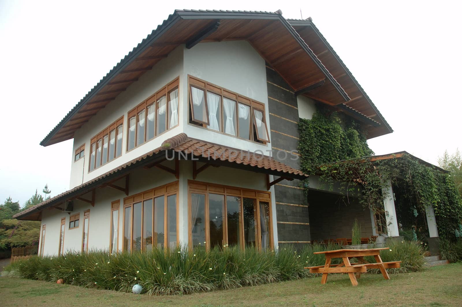 tropical house that build with javanese art design