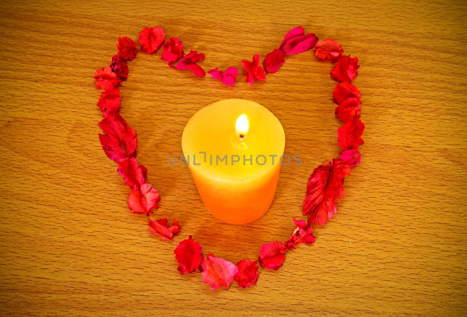 Dry flower heart with candle by nuchylee