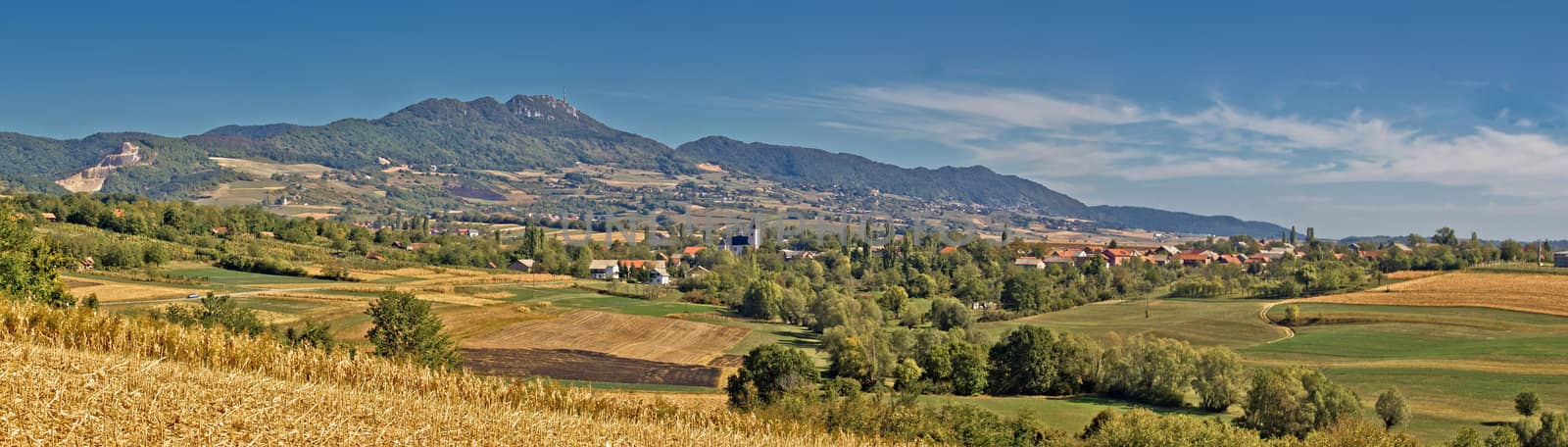 Amazing green natural scenery of Kalnik mountain, Croati, with village Dropkovec