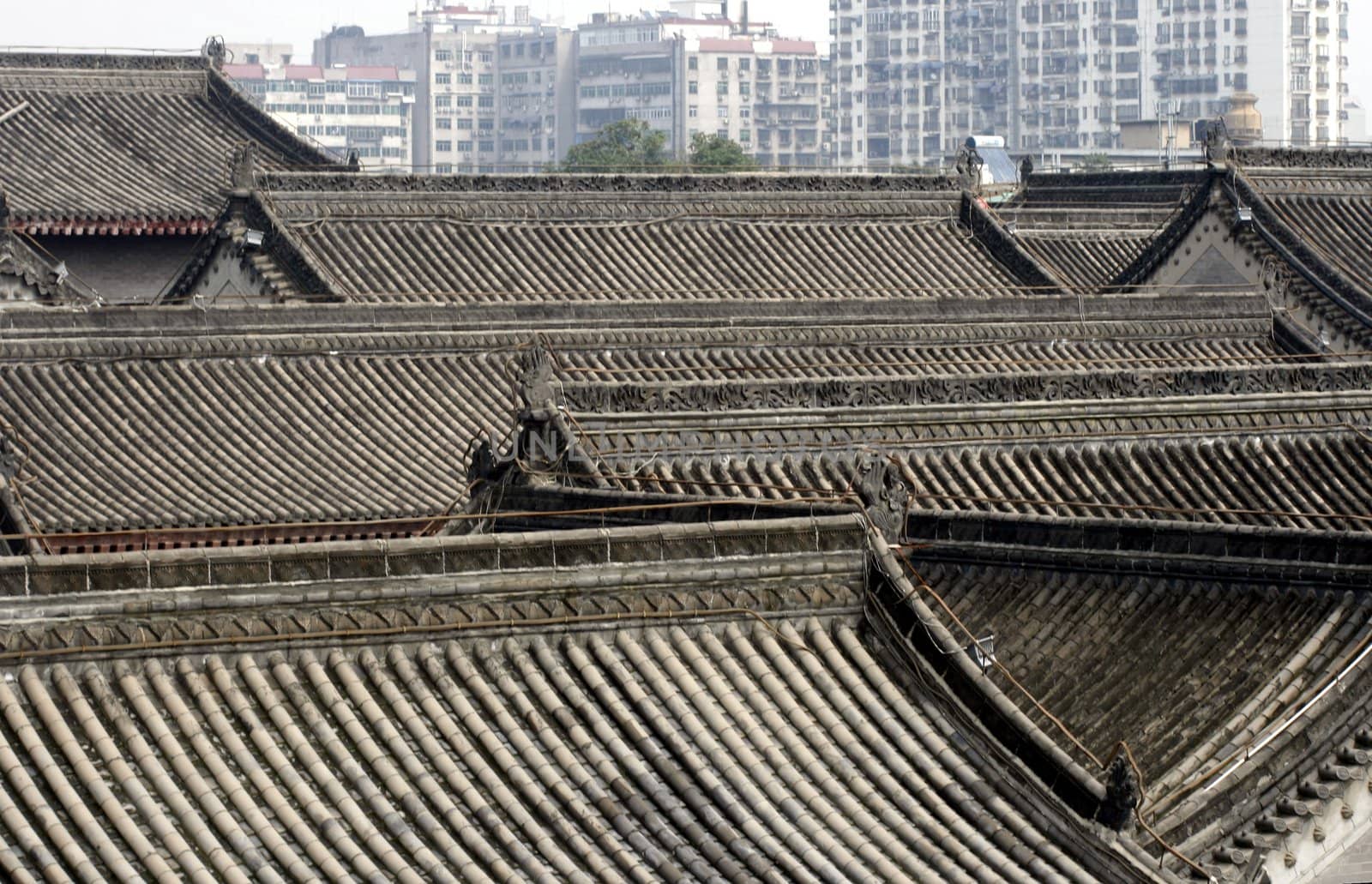 downtown of Xian, overlooking the rooftops