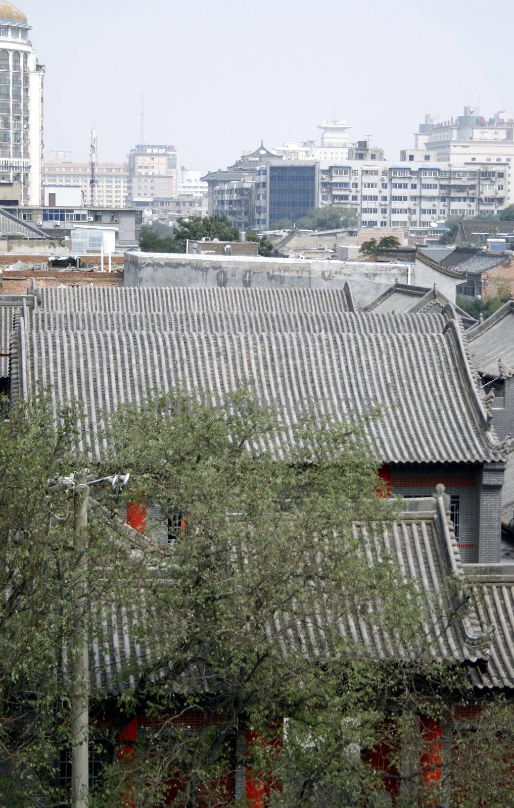 downtown of Xian, overlooking the rooftops